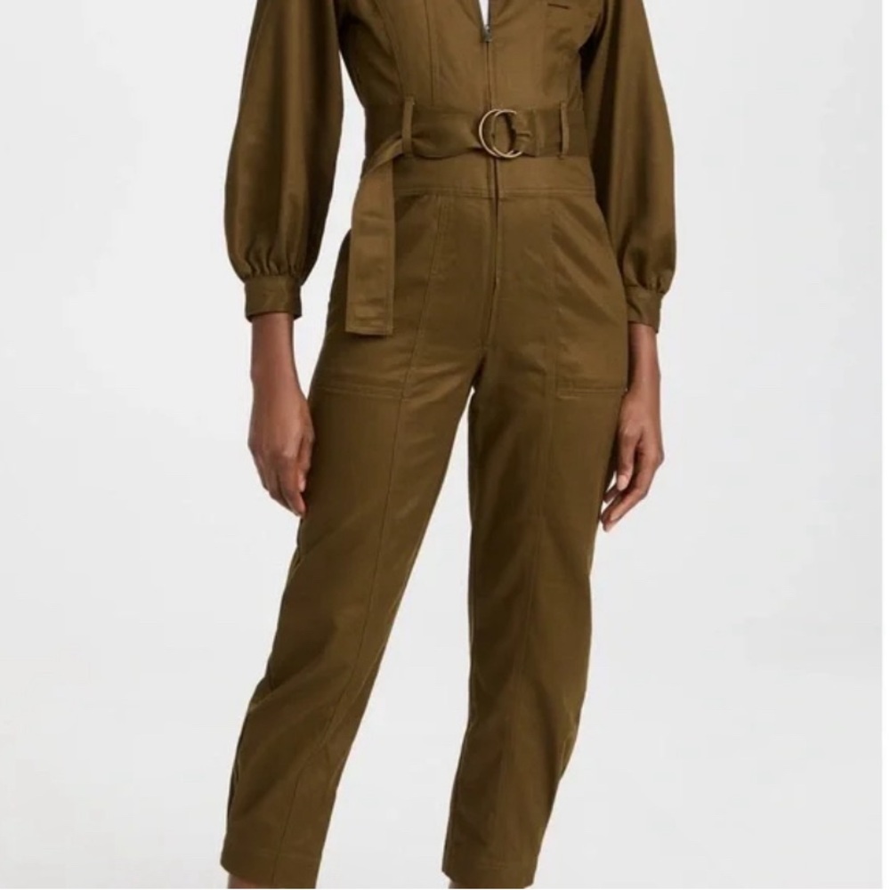 Madewell Olive Green 3/4 Sleeve Belted Jumpsuit coveralls size xs